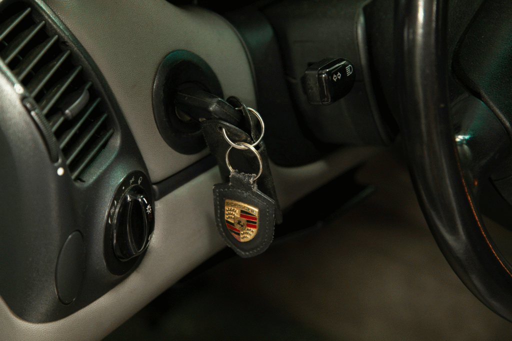 Car key hanging in ignition