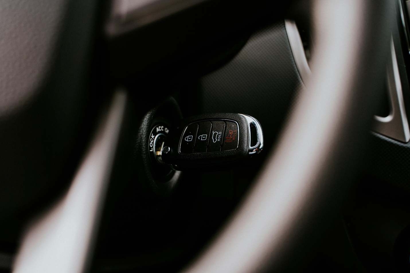 Car key hanging in ignition