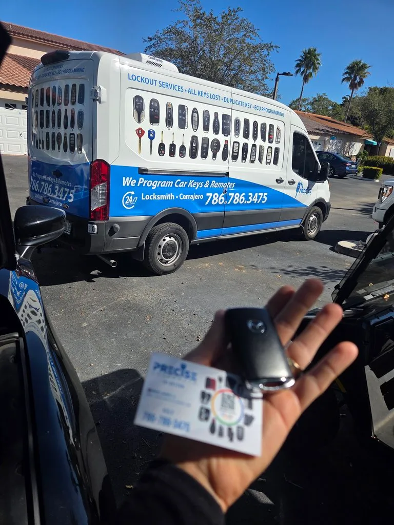 Precise Locksmith mobile car key service van in Hialeah